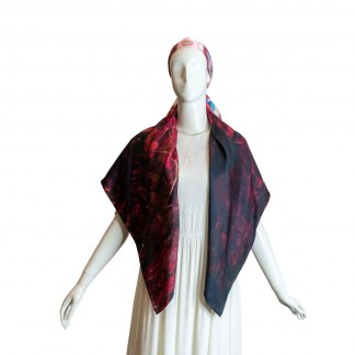 Khăn lụa vuông Ánh sáng đỏ hồng 100*100 cm